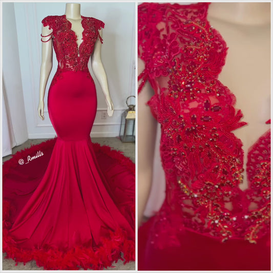 Red lace gown