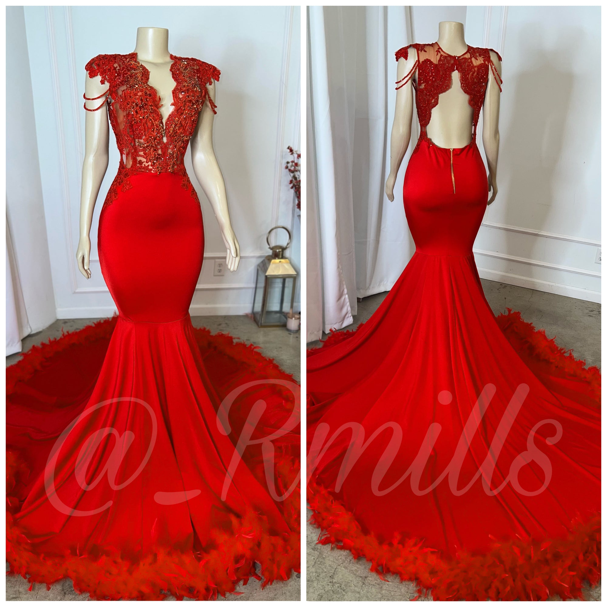 Red lace gown