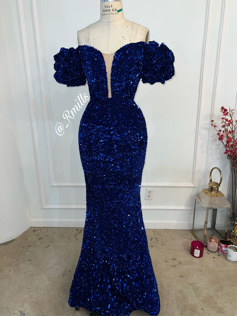 Royal blue sequin dress